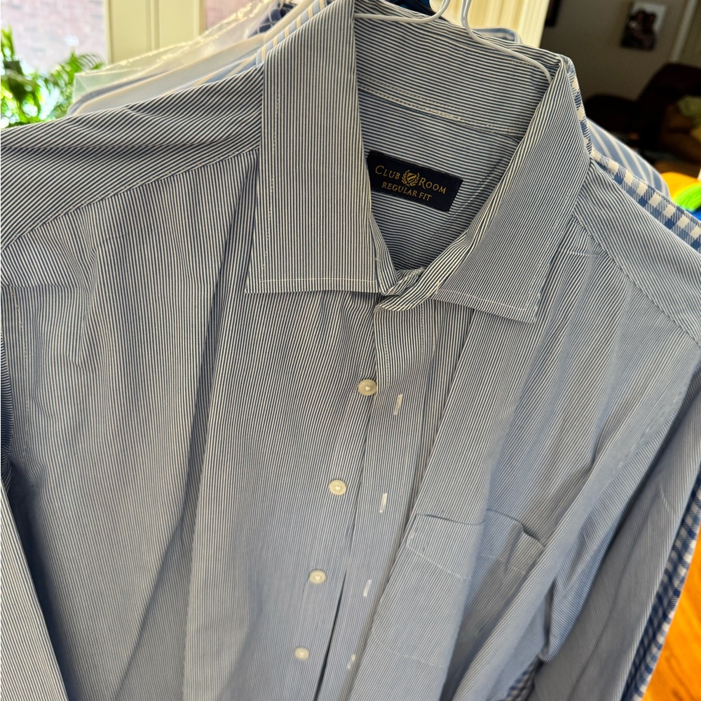 Club Room Men's Classic Blue Pinstripe Dress Shirt